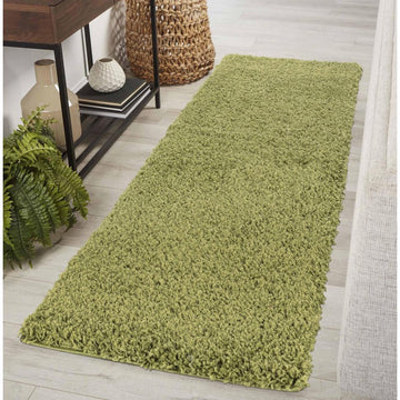 Oxford OXF00 Plain Plush Soft Stain-Resistant Textured Polypropylene Shaggy Green Runner-Desire Rugs-Rug Love - The Most Loved Rug Store
